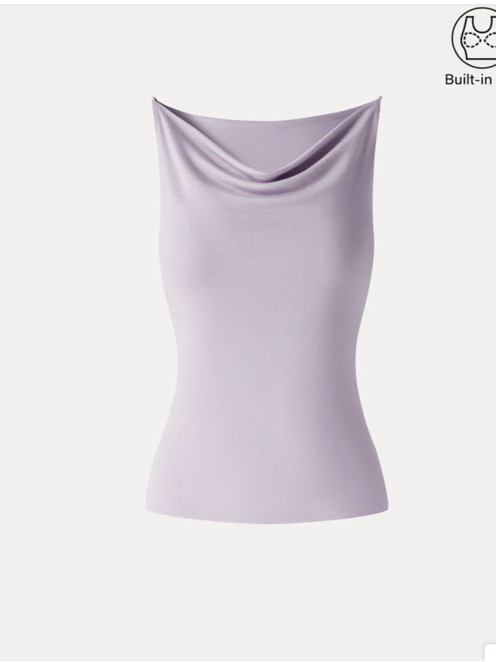 NWT OGL Built-In Bra Cowl Neck Tank Stretch Linen-Lilac Mist Dreamy Lavender 💜